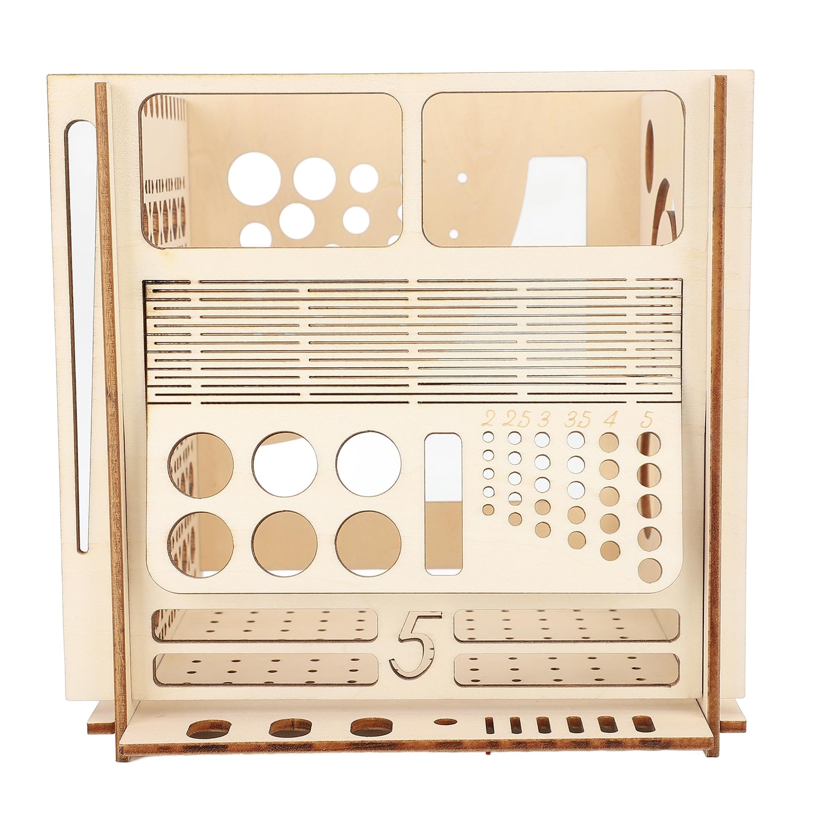 All-in-One Garnschale Aus Holz – Multifunktionaler Organizer Für Wolle & Strickwerkzeuge (15x15x16 Cm)