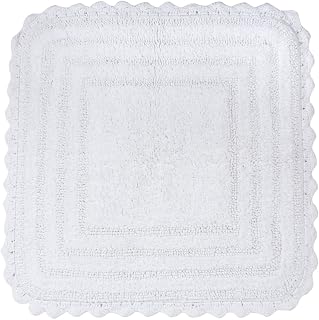 DII Crochet Collection Reversible Bath Mat, Square, 24x24, White