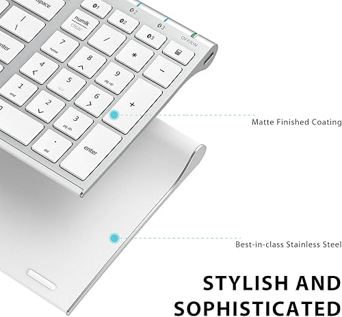 Miniatura 4 de iClever - Teclado Bluetooth recargable para varios dispositivos, bluetooth 5.1 con teclado numérico, diseño ergonómico, tamaño completo, conexión