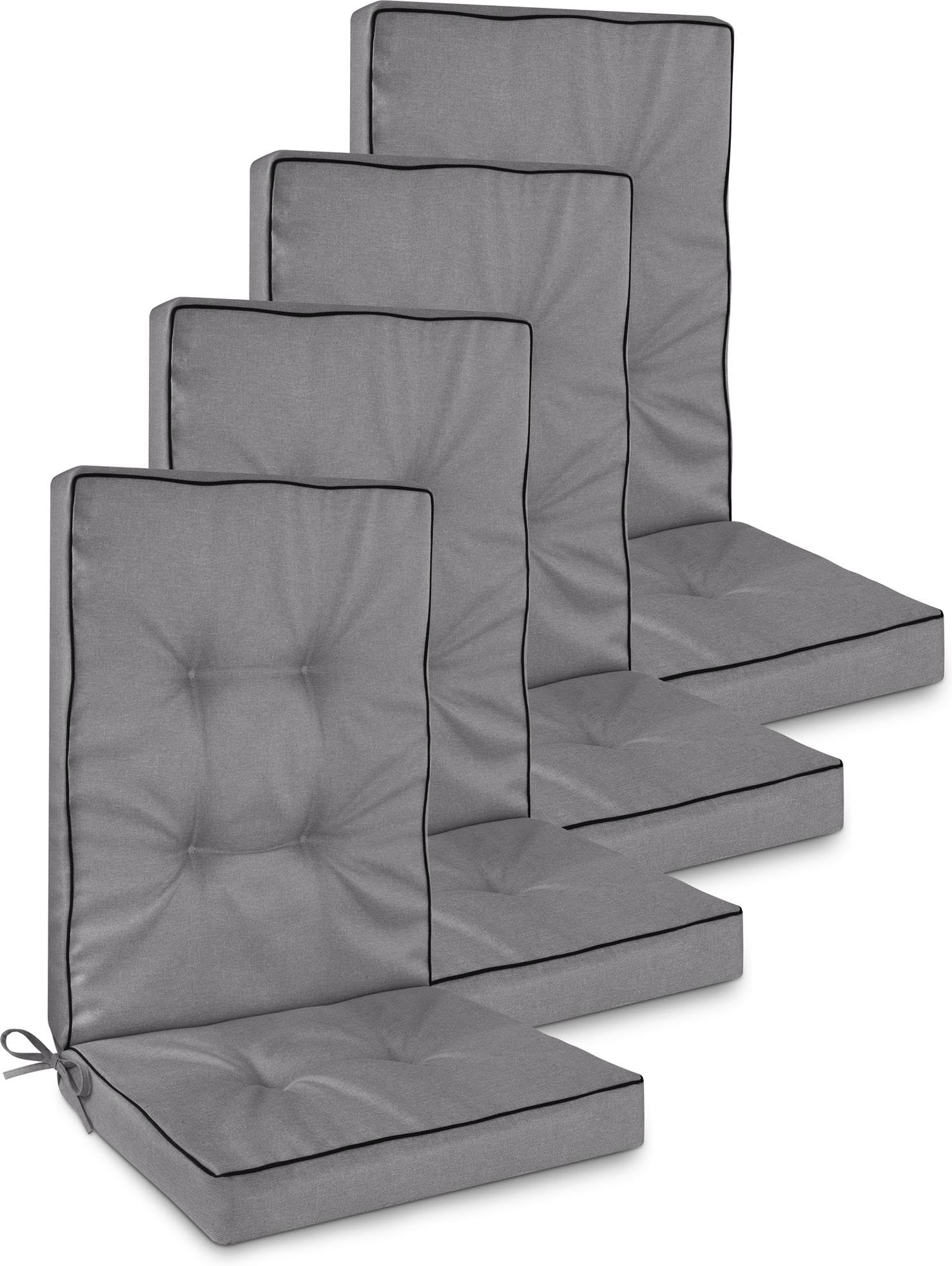 Hochlehner Auflagen Set 2er, 4er oder 6er – Gartenstuhlauflagen mit dickem Schaumstoffkern für hohen Sitzkomfort – Polster für Garten- und Terrassenstühle – made in Poland Hellgrau 120 x 50 x 8 cm