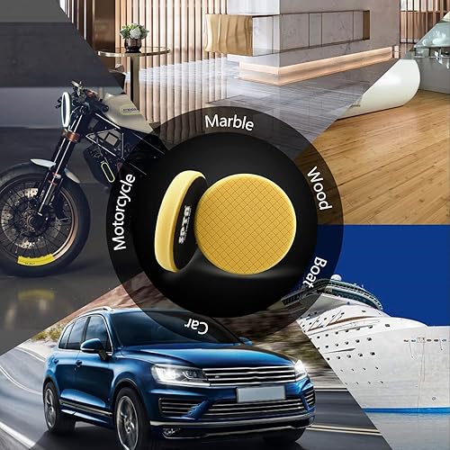 Miniatura 5 de Almohadilla amarilla de corte medio, almohadillas de pulido SPTA 3 piezas de cara de 6.5 pulgadas para placa de respaldo de 6 pulgadas, almohadillas