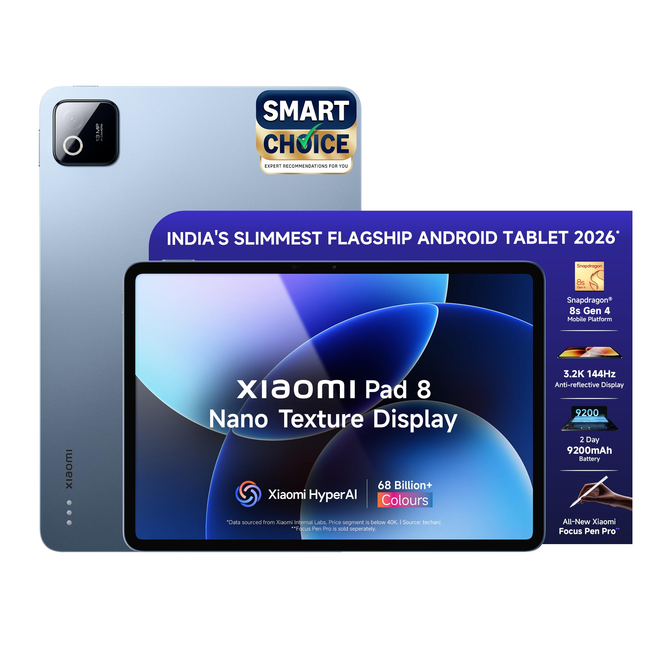 XIAOMI Pad 8 Nano Texture Display | Flagship Snapdragon 8s Gen 4 |11.2