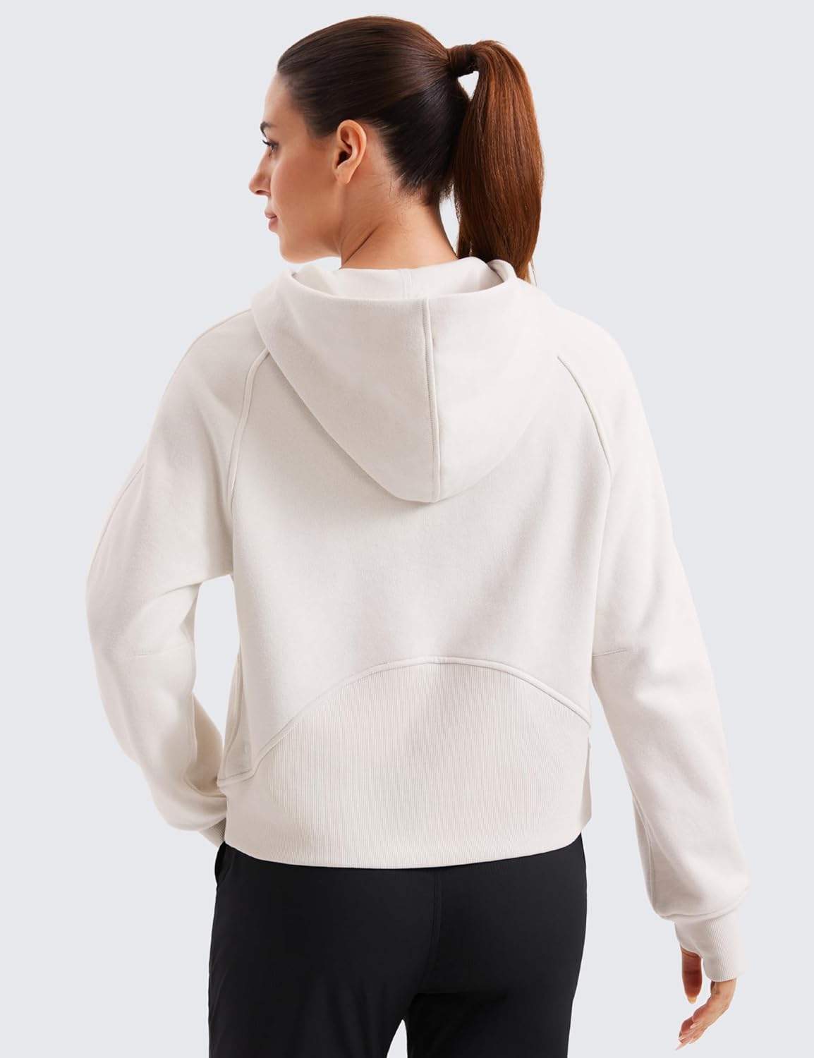 CRZ YOGA Womens Fleece Lined Full Zip Hoodies Oversized Long Sleeve Casual Workout Hooded Sweatshirt with Thumb Holes - Image 2