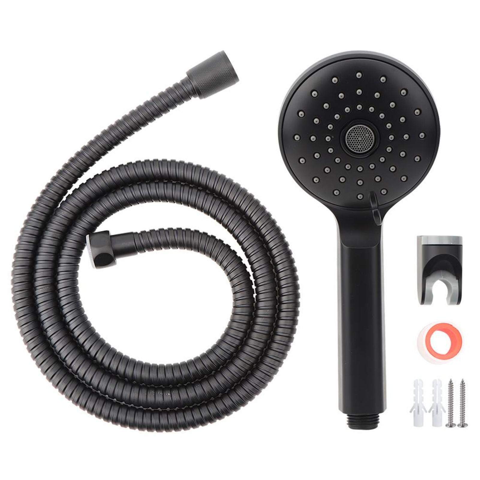 Fyearfly Black Shower Set, Matte Handheld Showerhead With Showerhead Holder Bracket Hose Bathroom Tools With 48 High-Pressure Shower Outlets