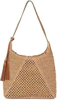 Beach Bag Shoulder Mesh Summer Vacation Straw Purse Woven Beach Bags For Women 2026 Handbags