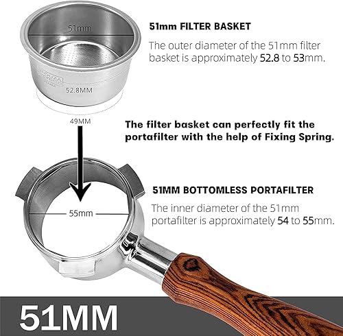 Miniatura 4 de NEOUZA Cesta portafiltro de 2.008 in para Delonghi EC680EC685 Breville 250XL Yabano Coffee Espresso Machine  Doble taza no presurizada, acero