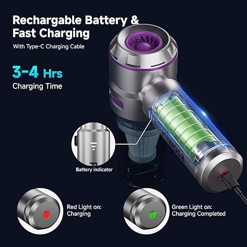 Miniatura 3 de Aspiradora de mano inalámbrica, aspiradora de automóvil con motor sin escobillas, aspiradora de succión fuerte y plumeros de aire comprimido con luz