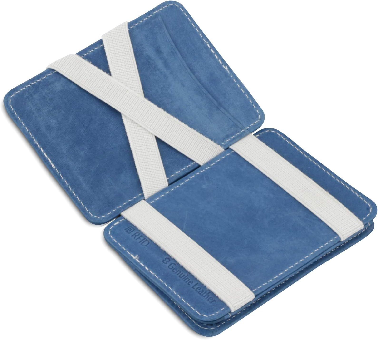 Magic Wallet, Minimalist Wallet for Men with RFID card holder, Leather Wallet with Coin Pocket for 6 cards, Azur White