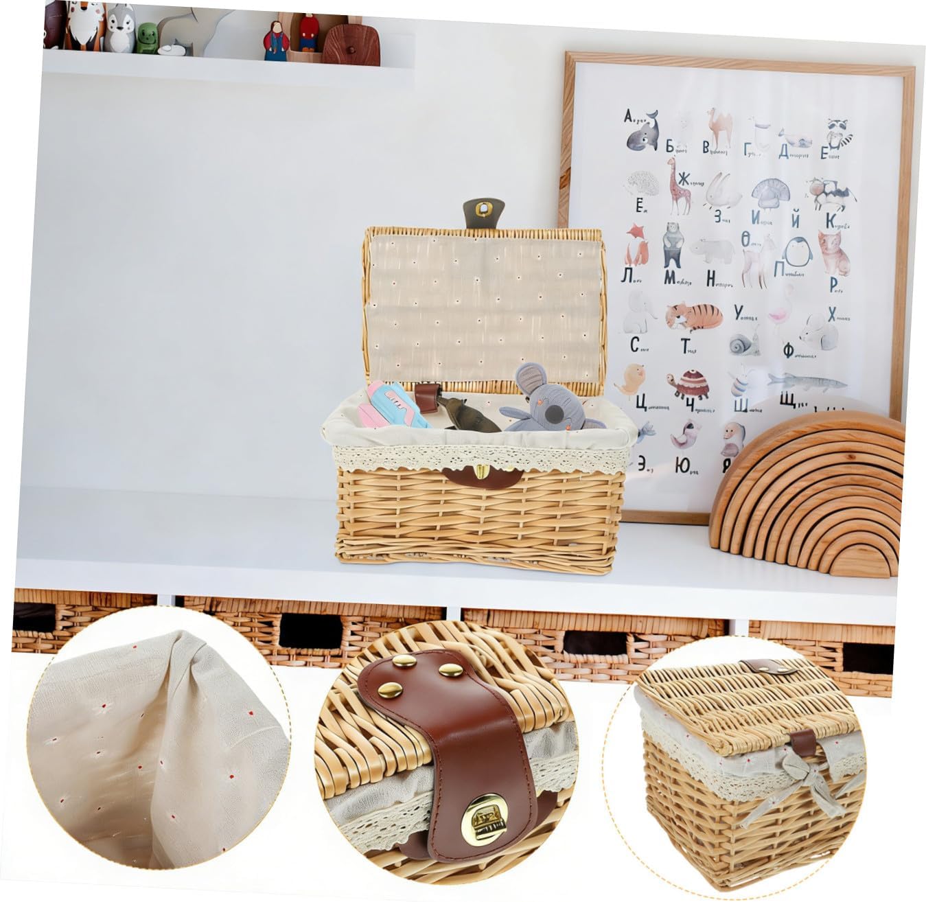 Hand Woven Storage Basket with Lid Multipurpose Sundries Organizer for Home Wicker Design for Books Magazines and Miscellaneous Items Rustic Charm for Desktop Organization