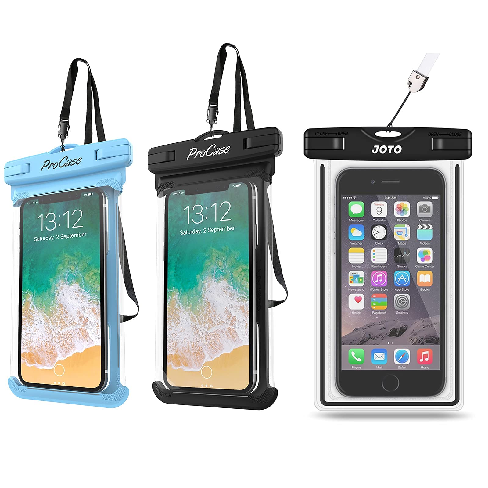 ProCase Universal Waterproof Case Dry Bag Pouch for Cellphone up to 7" Bundle with JOTO Universal Waterproof Case for Cellphone up to 7"