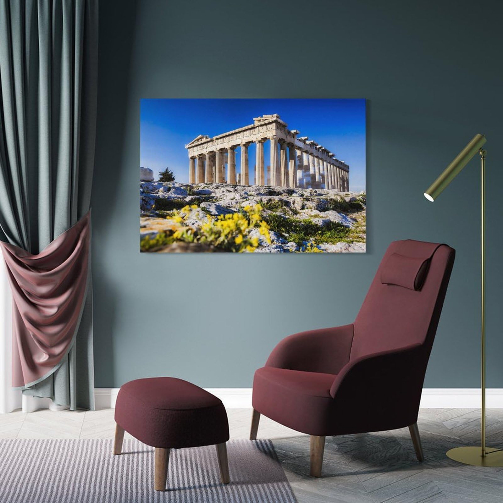 Junmoney Parthenon Acropolis Athens Canvas Wall Art 24x36inch(60x90cm), for Wall Displays, Bedrooms Or Room Updates, Ideal for Building A Coordinated Art Wall