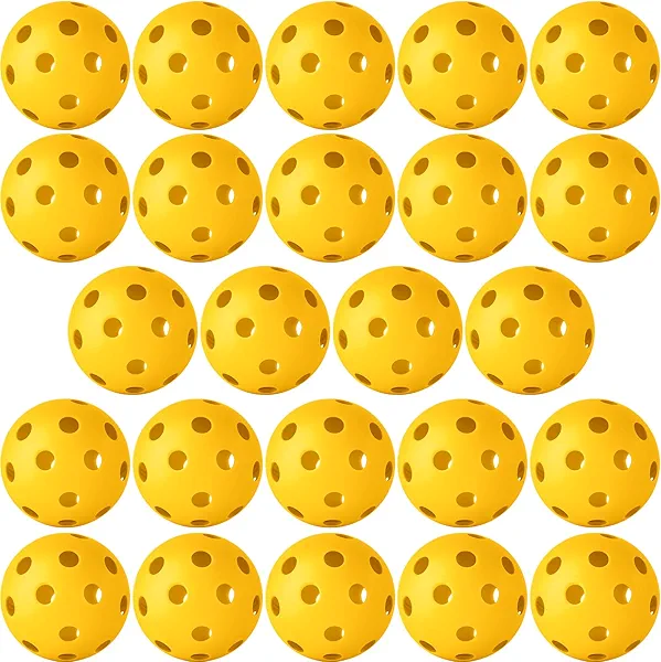 Coopay 24 Pack Baseball Practice Balls Plastic Training Balls Lightweight Hollow Softballs for Hitting, Baseball Training Indoor Outdoor Use (Yellow)