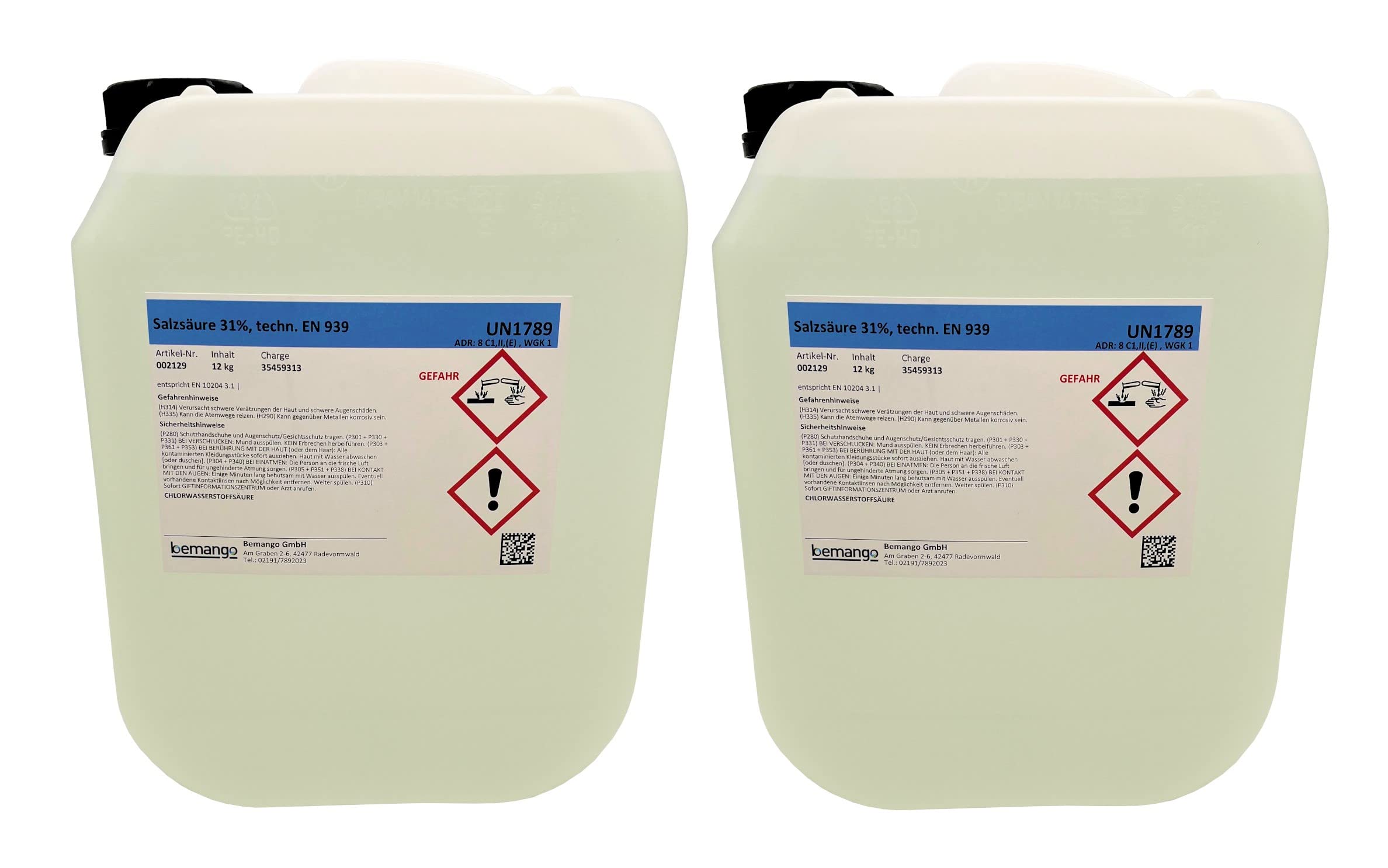 Salzsäure 31% (Chlorwasserstoffsäure), 2x10 Liter (20 L)