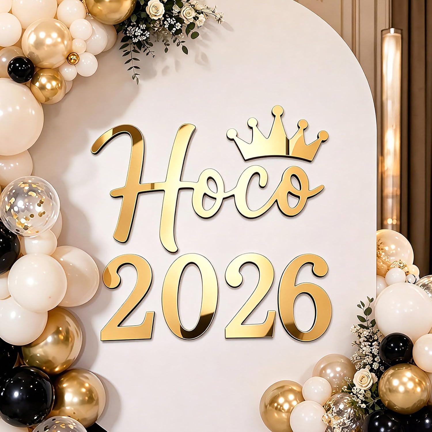 Acrylic Hoco 2026 Sign Backdrop Decoration Hoco Letter Gold Mirror Decal