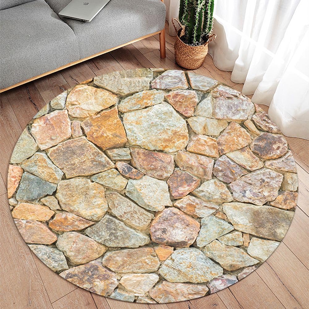 Amazon.com: Orlco Art 40 inches Round Area Rug Stone Print Circle
