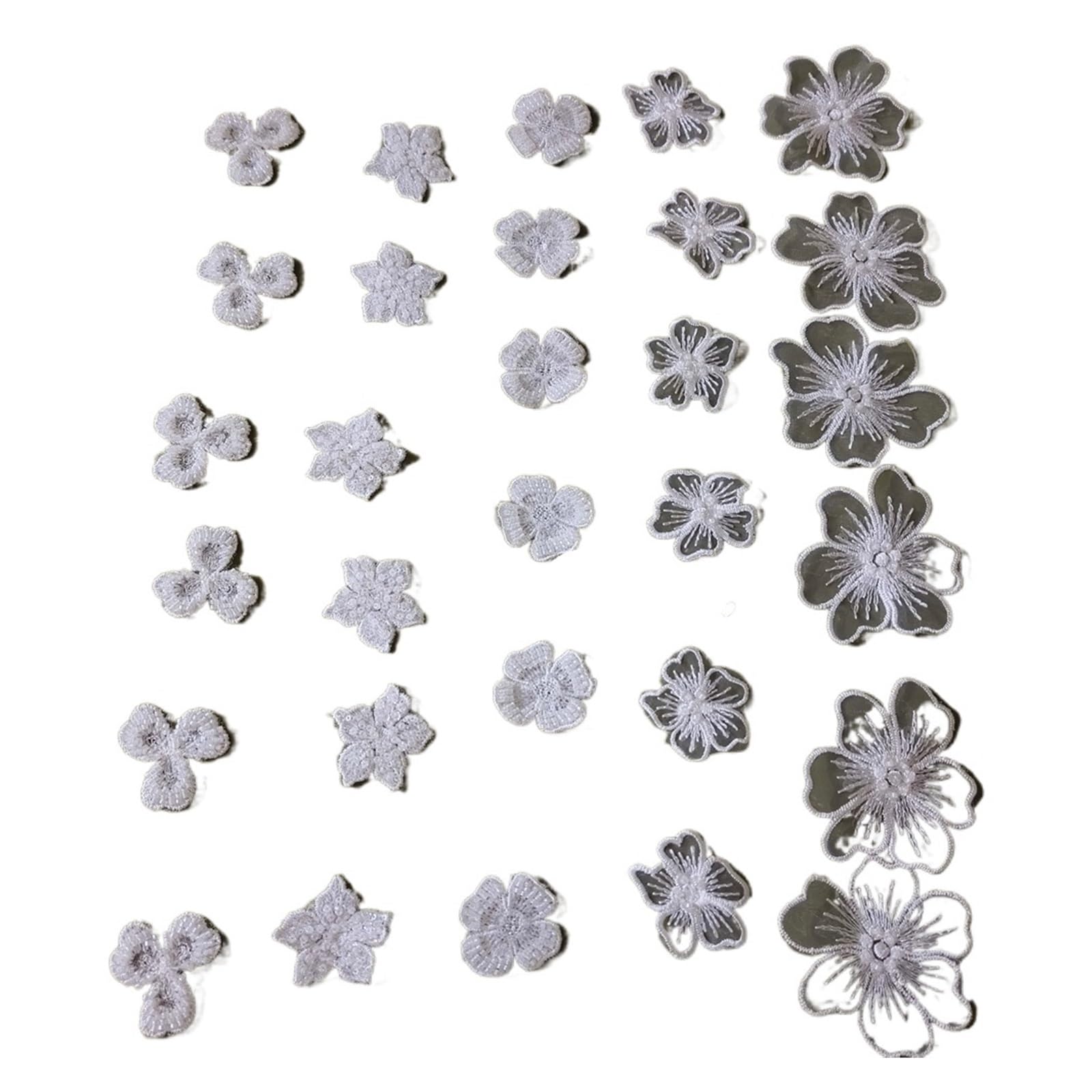Flicken Zum AufbüGeln 30 Stück Organza-Stickerei, elfenbeinfarben, applizierte Schleier-Spitze, Blumen-Patches mit Perlen, Perlenstickerei, Spitze for Nähen auf dem Kleid für Hüte