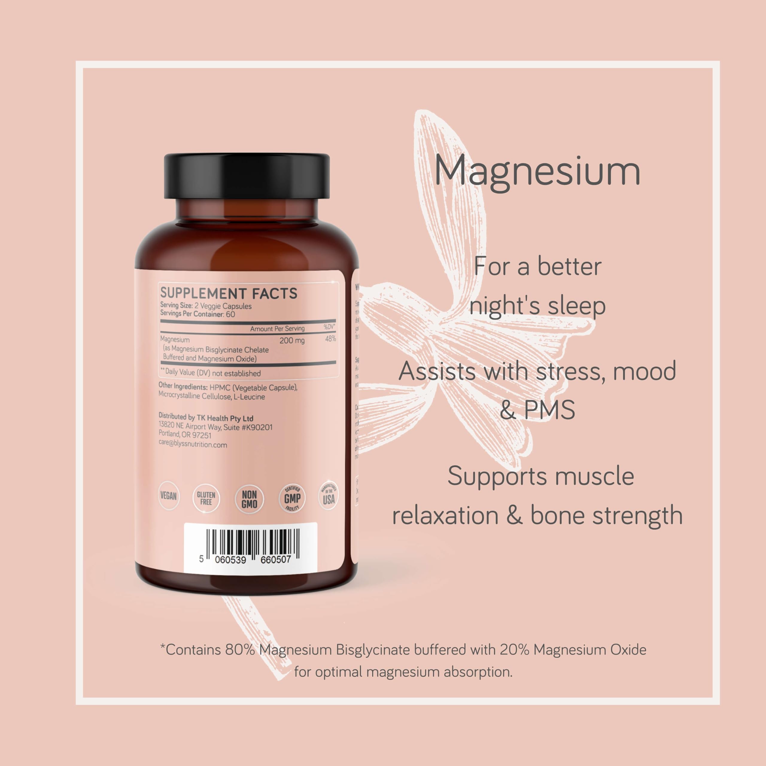 Magnesium Bisglycinate 200mg Capsules for Women, Sleep & Mood, 120 Count — Amazon image 3