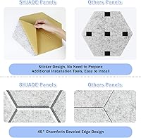 Vista 3 de Paquete de 12 paneles acústicos autoadhesivos, 12 x 10 x 0.4 pulgadas, acolchado de alta densidad a prueba de sonido, aislamiento hexagonal a prueba