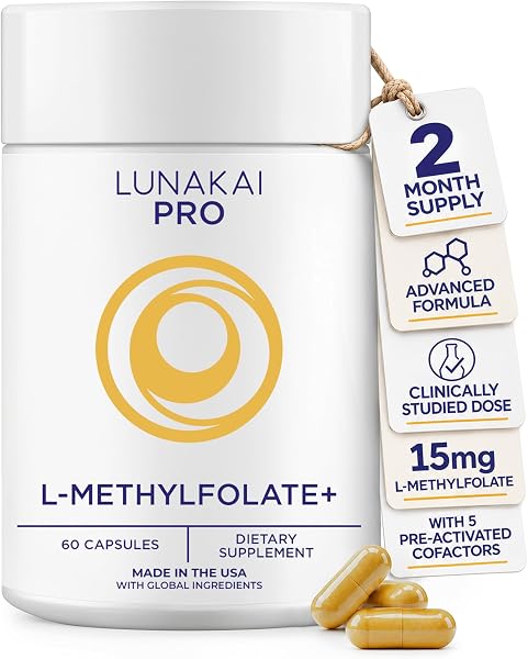 Lunakai L Methyl Folate 15mg Plus B2, B6 & Methyl B12 - Active 5-MTHF Form