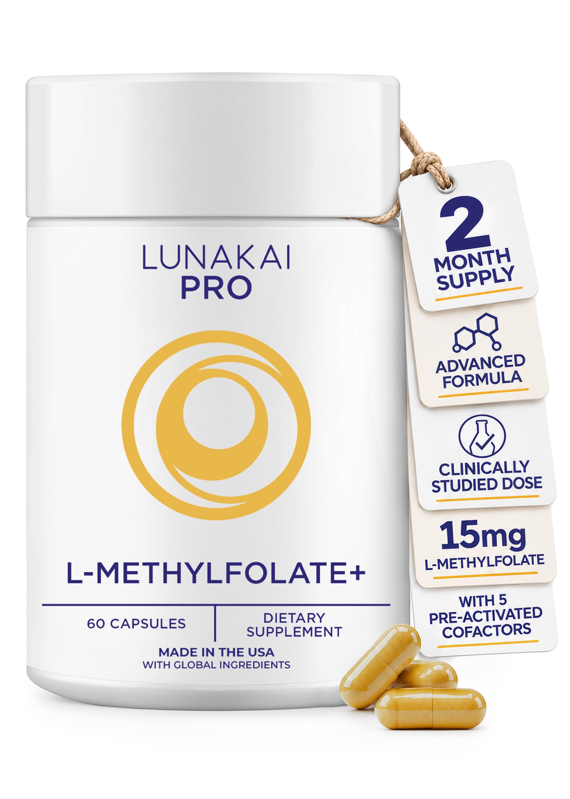 Lunakai L Methyl Folate 15mg Plus B2, B6 & Methyl B12 - Active 5-MTHF Form