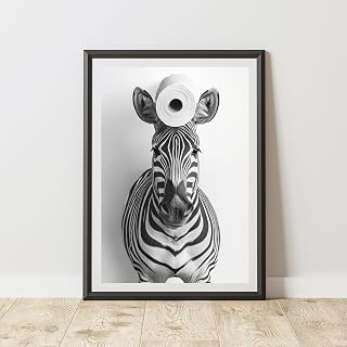 60 Second Makeover Limited Zebra Toilet Roll Quirky Animal Print Bathroom Accessories Wall Art Posters Pictures For Bathroom Walls Home Accessories Home Decoration Funny Humorous No Frame - A6