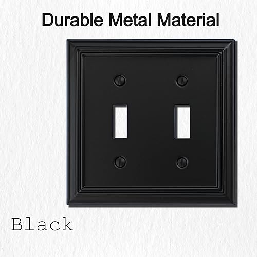 Vista 88 de Adler - Cubierta de pared de metal para interruptor de luz cuádruple, paquete de 2 unidades, color negro, 4 bandas, para interruptor de atenuación