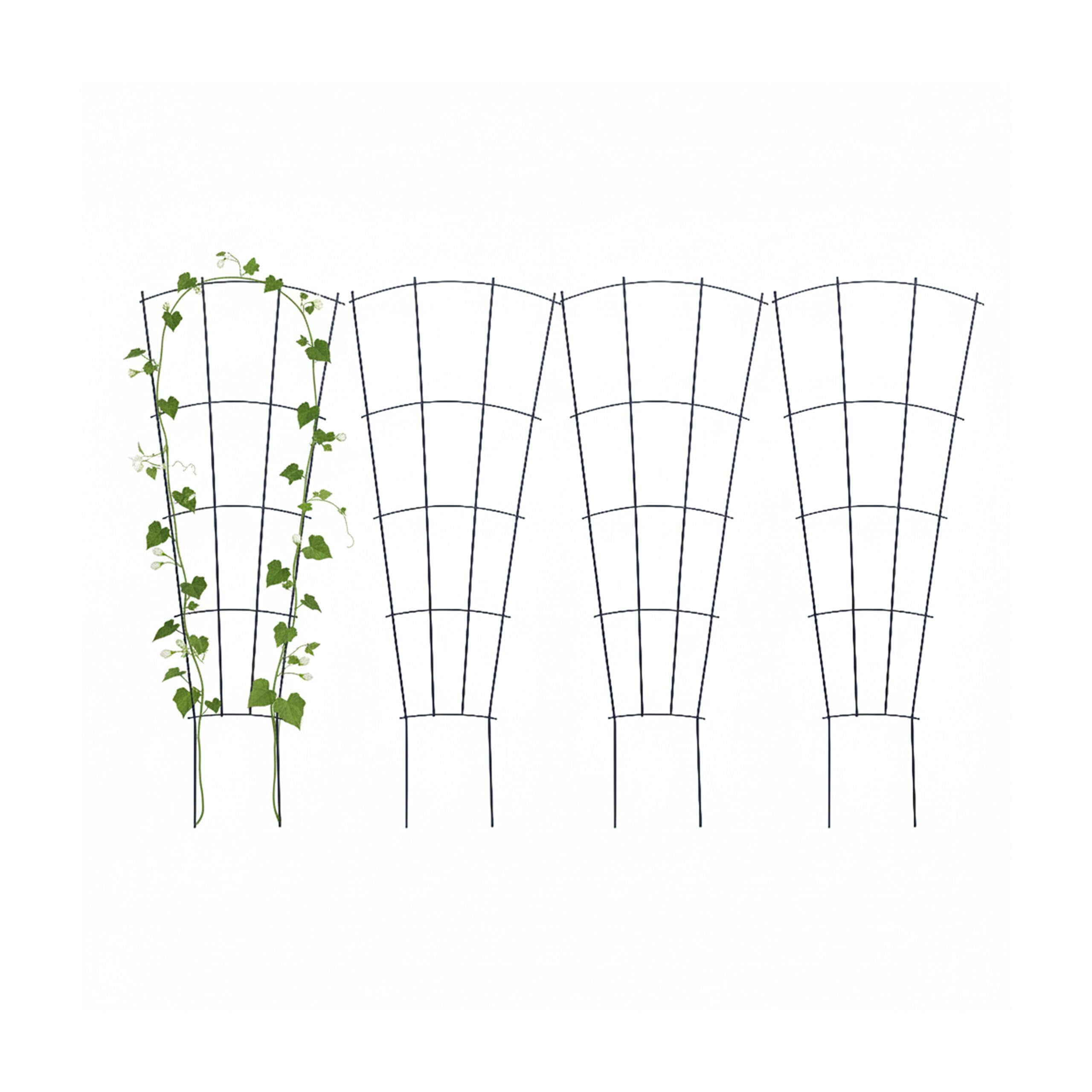 Relaxdays Tuteur en métal, Lot de 4, Treillis pour Plantes grimpantes, Pots et bacs, 82 x 31 cm, Noir