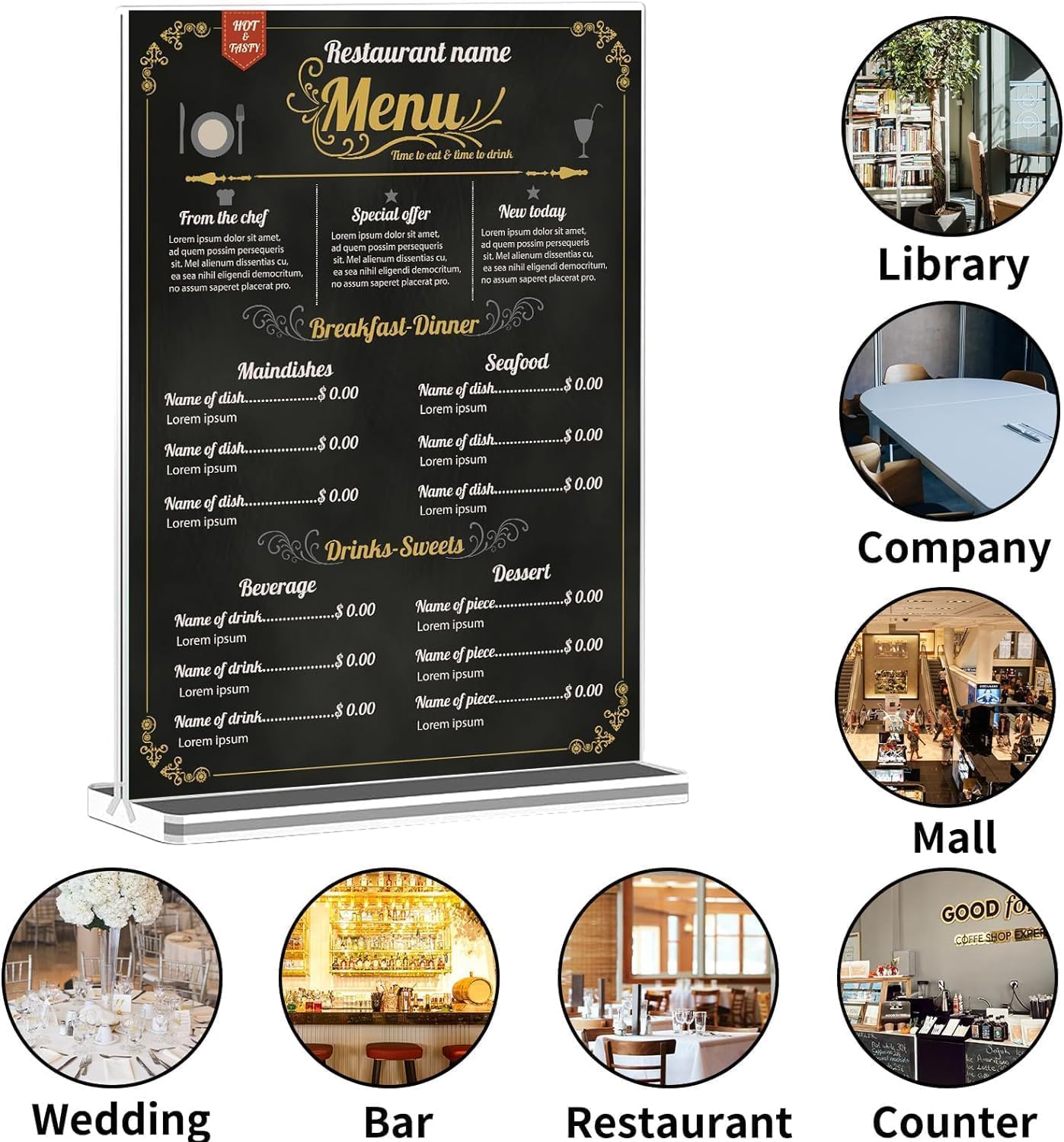 A5 Acryl-Schilderhalter, 10 Stück, T-Form, A5, transparenter Schilderhalter, A5, Acryl-Poster, doppelseitig, für Tisch, Restaurant, Hotel, Dokumente, Büro