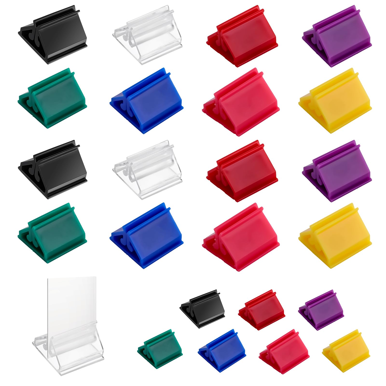 24 Pcs Plastic Game Card Stands, Multi-Color Place Card Holders, Anti-Slip Games Piece Holder for DIY, Board Game, Party, Mark, Game Pieces, Favor