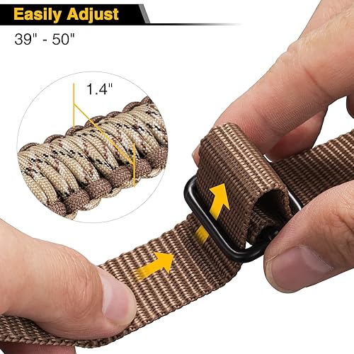 Miniatura 2 de CVLIFE Eslinga para rifle 550 Paracord de 2 puntos con correa giratoria de tres cerraduras para caza y exteriores