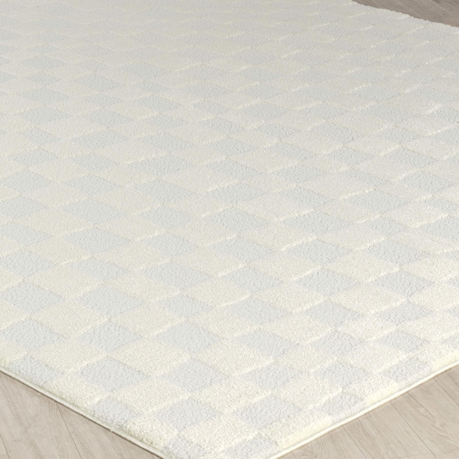 Livabliss Pula Géométrique Scandinave - Grand Salon, Salle à Manger, Chambre, Cuisine - Design Boheme Chic, Berbere Moderne, Poil Court 160x213 cm - Crème