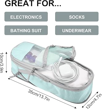 Compression Packing Cubes for Suitcases, Organizer Cubes for Travel Essentials, Luggage Suitcase Organizer Bags Set, Lightweight Packing Organizers as Travel Accessories (Set of 5, Lake Blue)