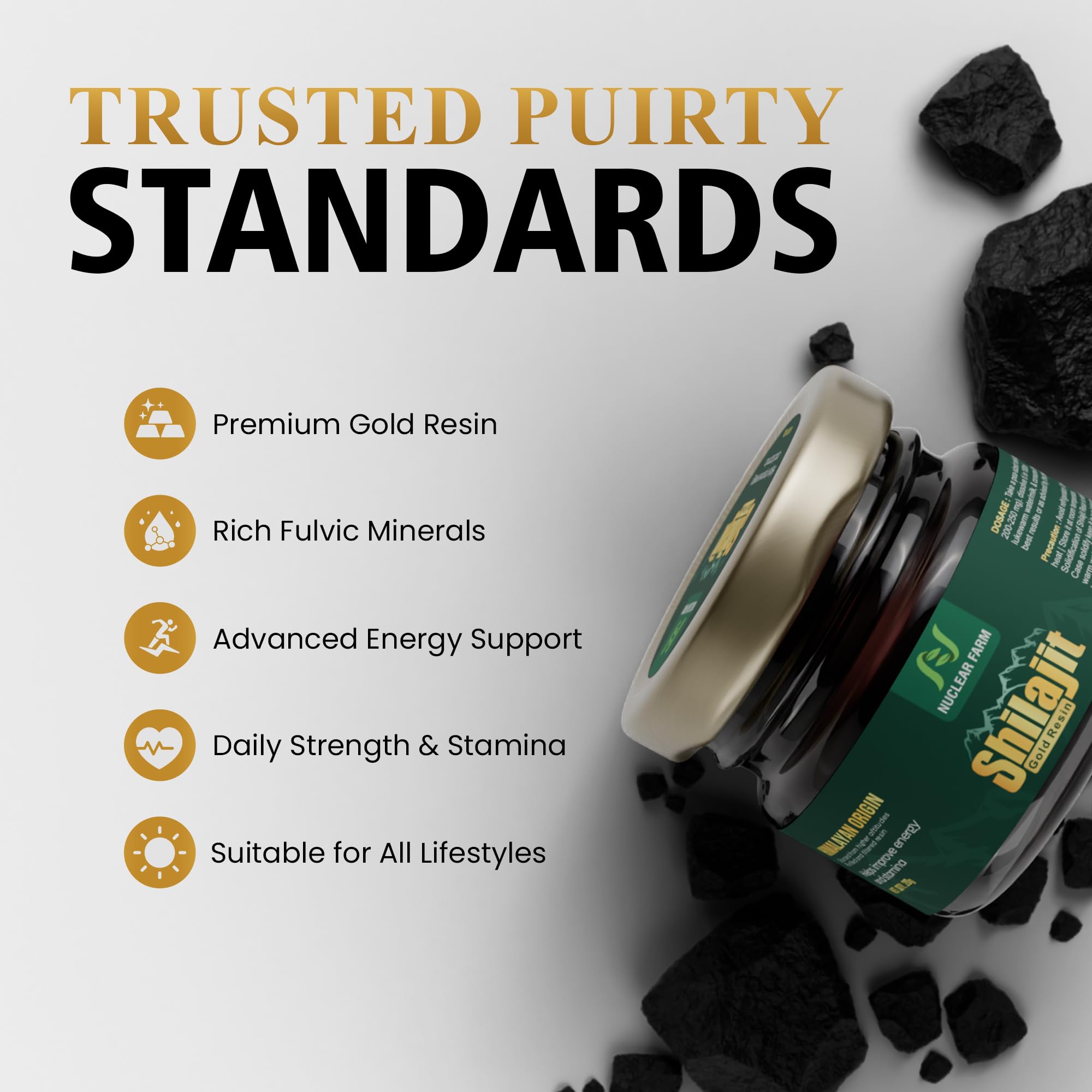 Nuclear Farm Shilajit Gold Resin, Himalayan Pure, Triple Purified, Stamina Boost, Swarna Bhasma, 20g, Herbal Supplement 2