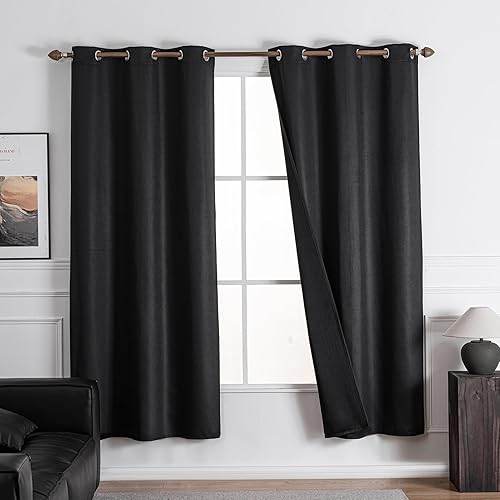 Miniatura 10 de NANPIPER Cortinas 100% opacas para dormitorio de 45 pulgadas de largo, juego de 2 paneles, cortinas de tratamiento de ventanas con aislamiento