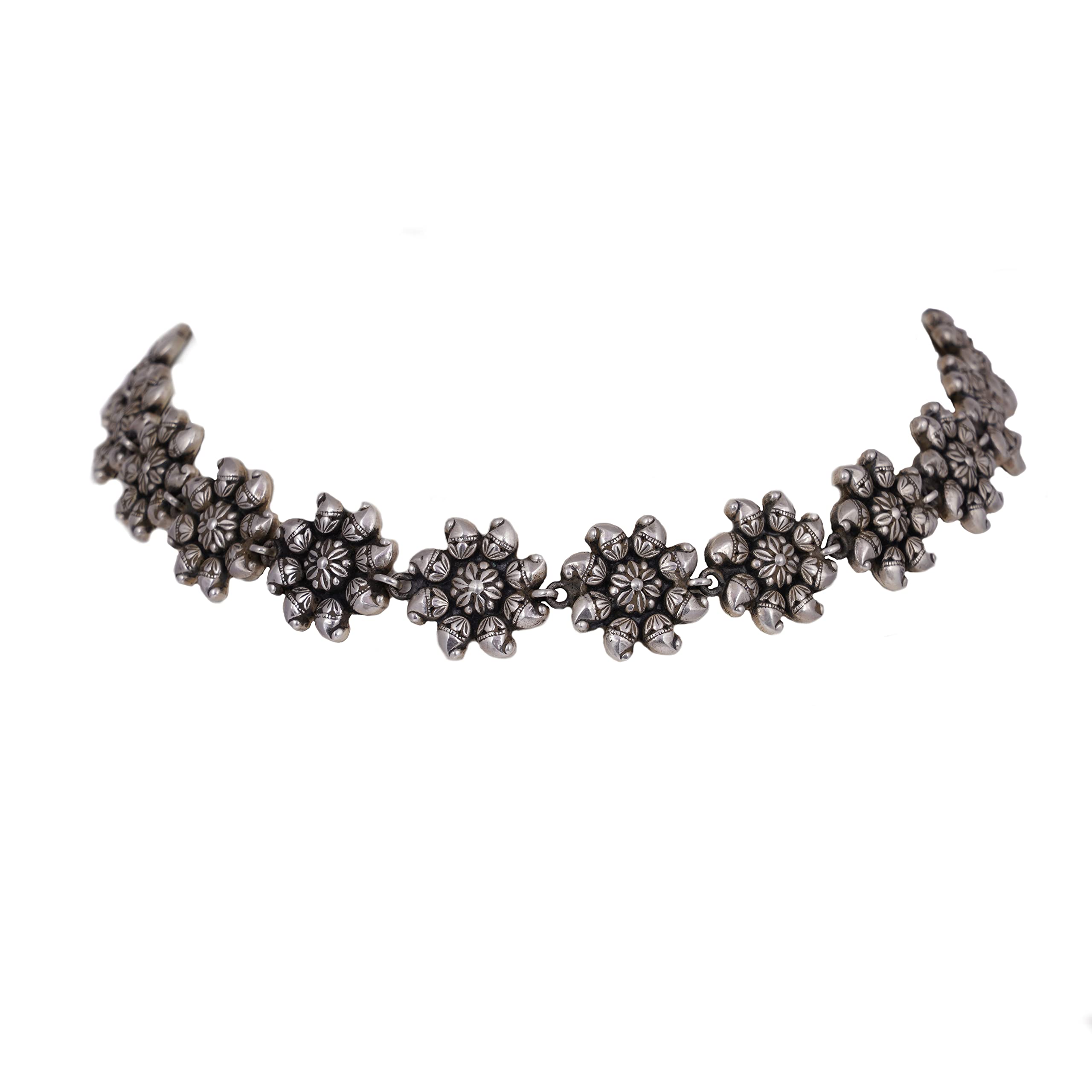Shyle 925 Sterling Silver Choker Necklace, Adya Intricate Flower Sequence Choker, Well Stamped with 925, Handcrafted Oxidized Sterling Silver Minimal Necklace, Gift for Her (B0BNDL2FRF) Amazon Price History, Amazon Price Tracker