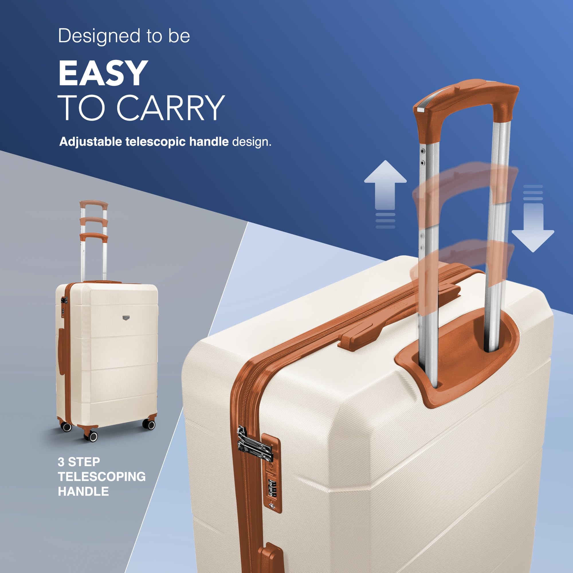 LUGG 28 Inch Jetset Suitcase Hard Shell Case 4 Wheel Travel bag Lightweight ABS Material with TSA Lock Approved for Travel with easyJet, British Airways, RyanAir, Virgin Atlantic, Emirates(75x49x29cm) — view 6