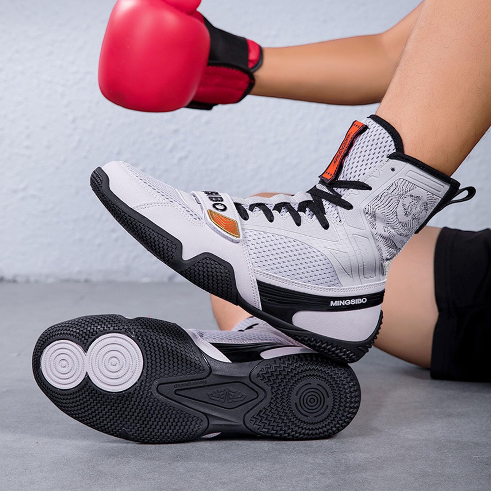 Zapatillas de Boxeo para Hombres y Mujeres, Transpirables, Lucha, Fitness, cómodas, Antideslizantes, para Culturismo y competiciones,Gris,40 EU