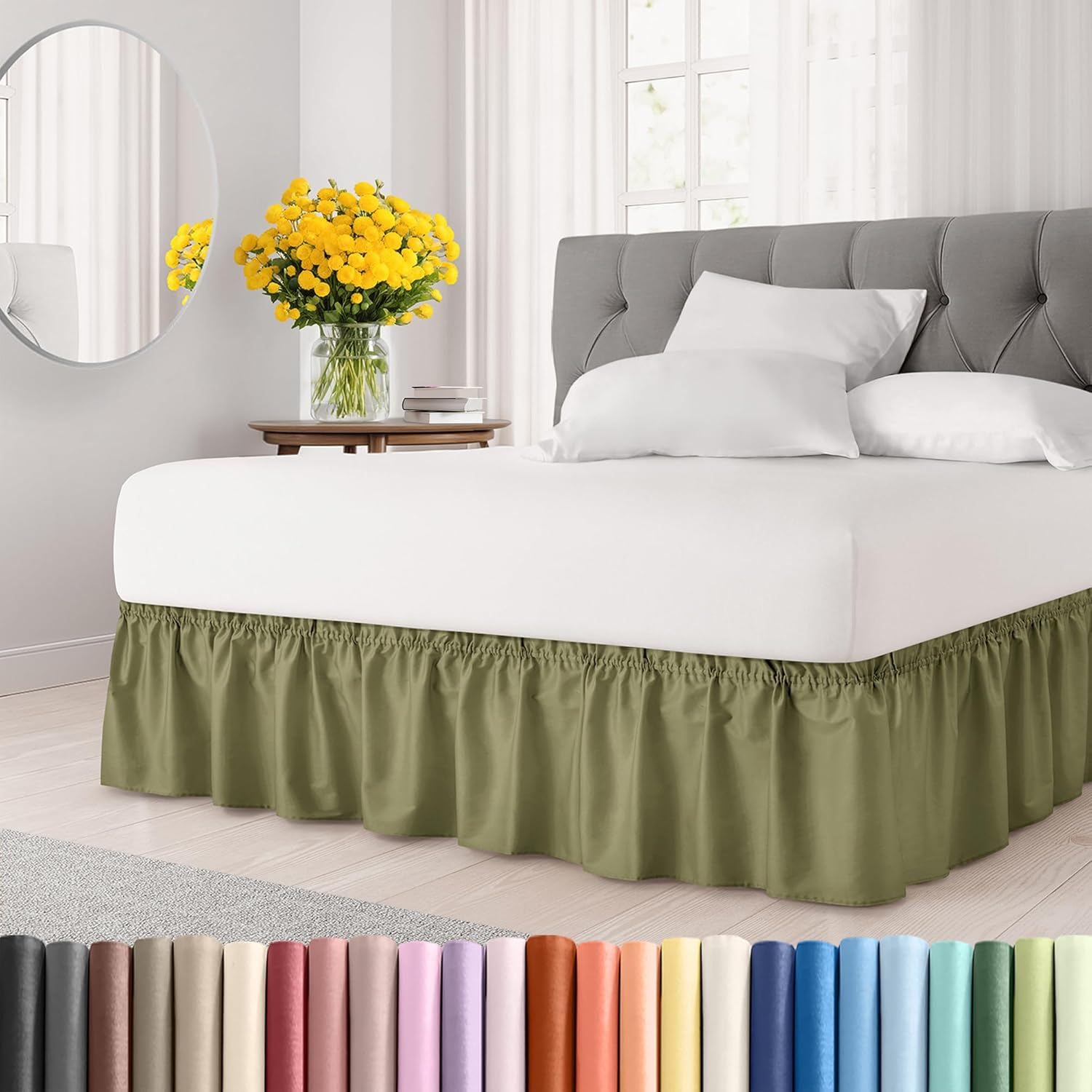 Cache-sommier élastique vert foncé Queen Size pour sublimer la décoration de la chambre parentale