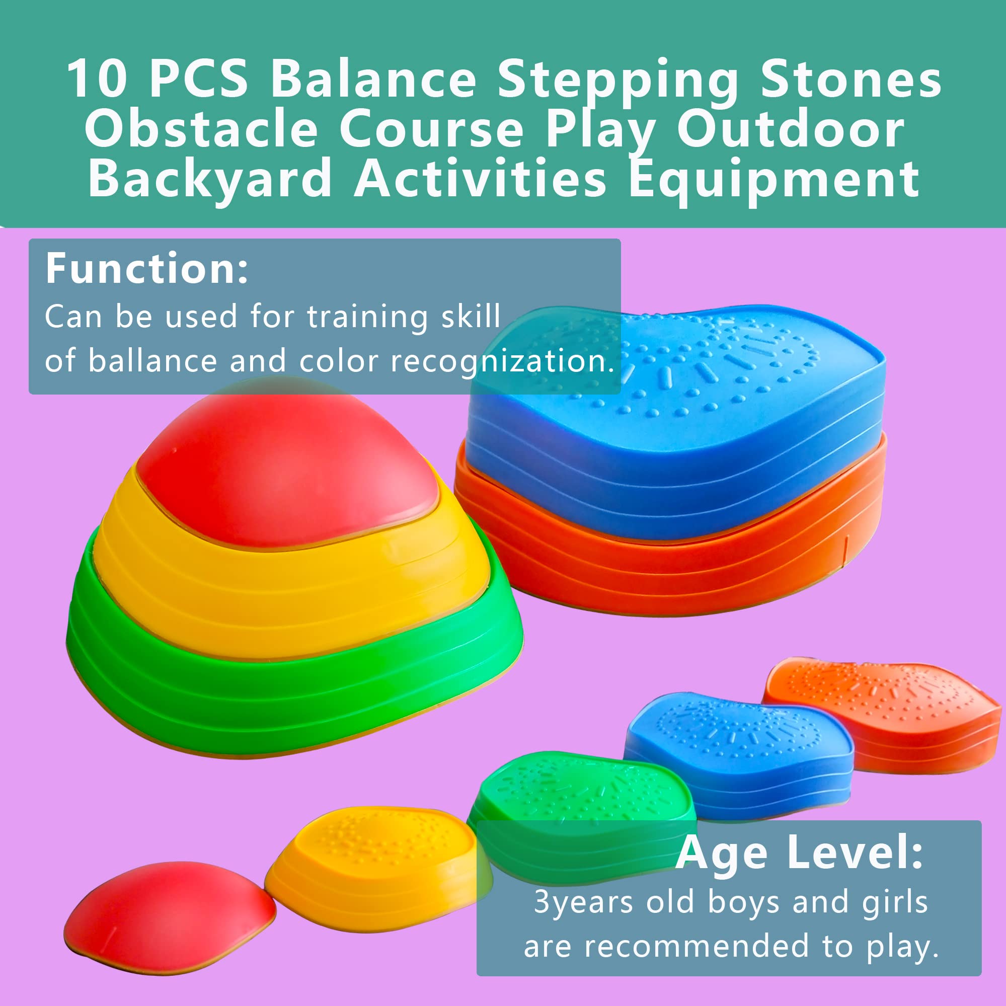 VEVOR Pierres D'Équilibre – 6 Pièces, Antidérapantes, 100 Kg, Parcours Sensoriel Pour Enfants 3-8 Ans