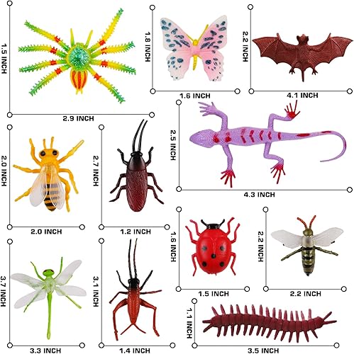 Vista 5 de 100 piezas de miniinsectos realistas, figuras de insectos de plástico para niños pequeños, insectos falsos para fiesta de jardín temática