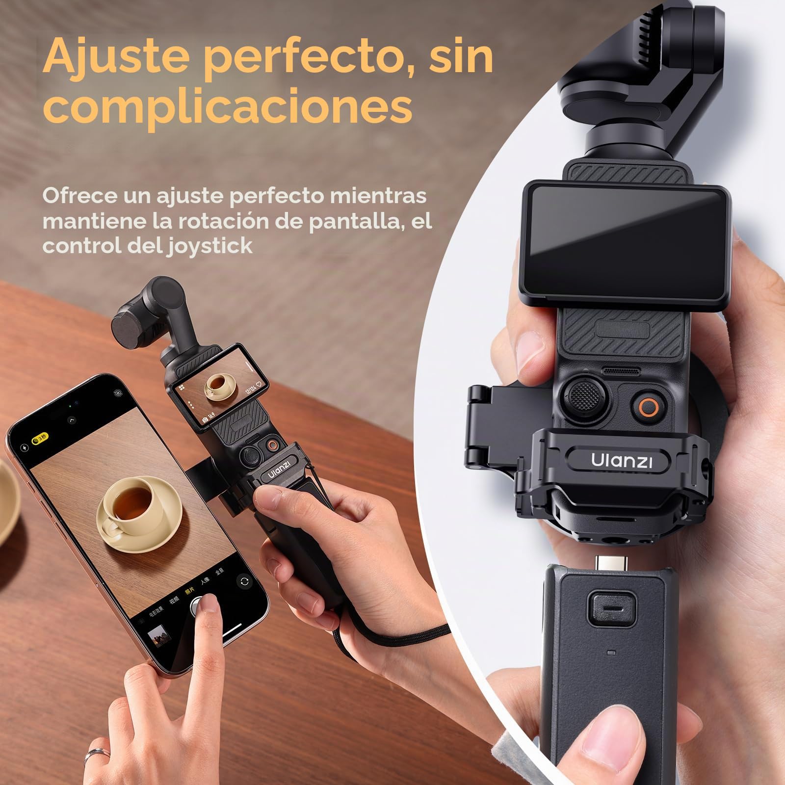 ULANZI PM01 Soporte de Extensión Magnético para dji OSMO Pocket 3/4/Xtra, Soporte de Cámara Extensible de Aluminio con Zapata fría y Montura de 1/4'', Adaptador de Expansión Ajustable 180/270/360°