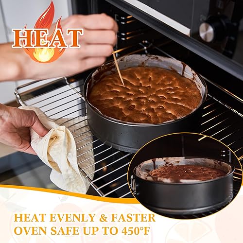 Miniatura 4 de Sunnyray Juego de 16 mini moldes Springform  Mini moldes para tartas de queso a prueba de fugas, molde redondo antiadherente de acero al carbono con