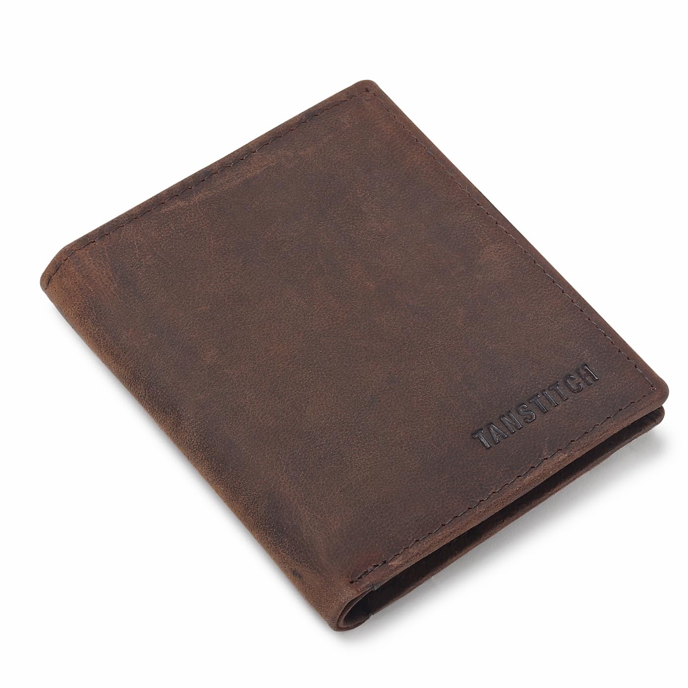 TANSTITCH Men Leather Slim Wallet || Small, Minimalist & Thin Wallet || RFID Protected || Front Pocket Carry, Black