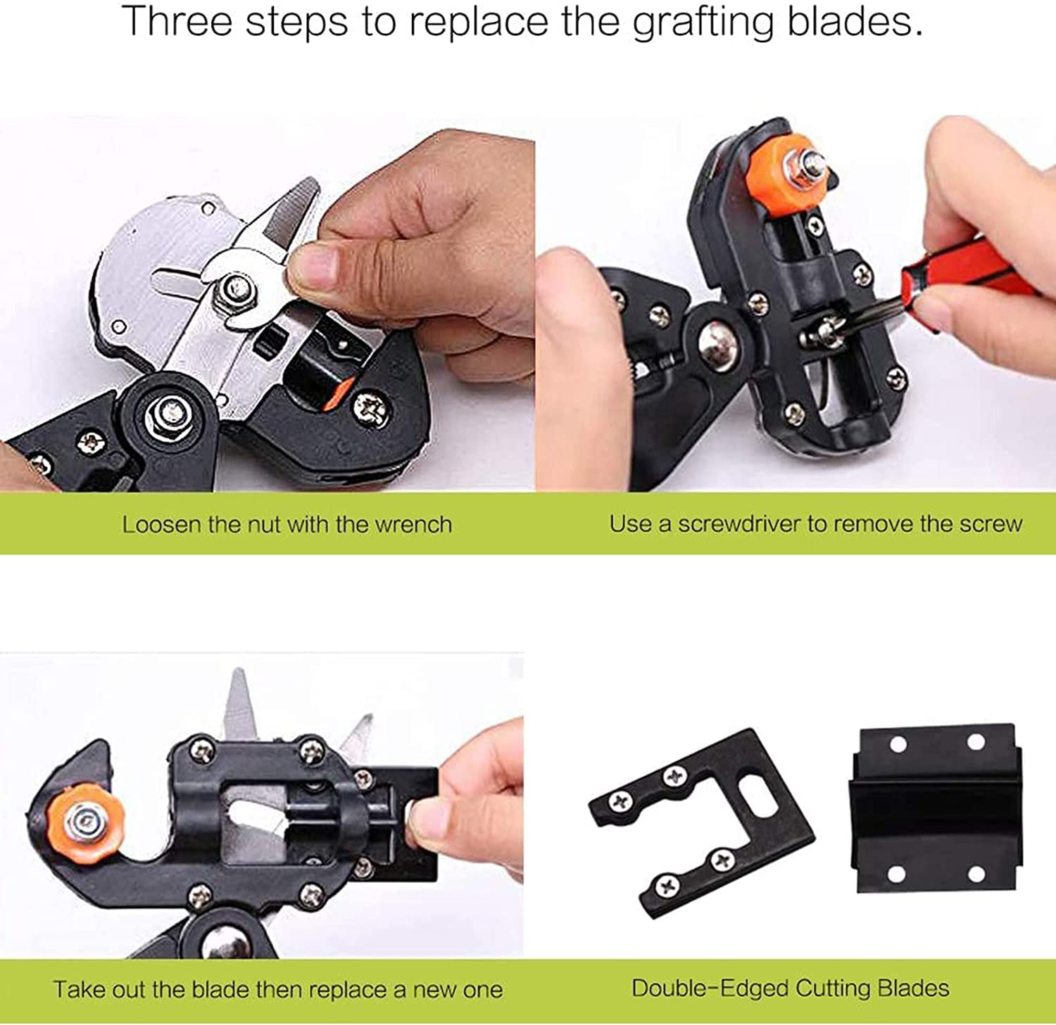 Kit per potatore per innesti, cesoie per potatura per piante da frutto da giardino professionali Set di utensili da taglio per innesti inclusi 3 lame di ricambio Nastro per innesti Forbice per in
