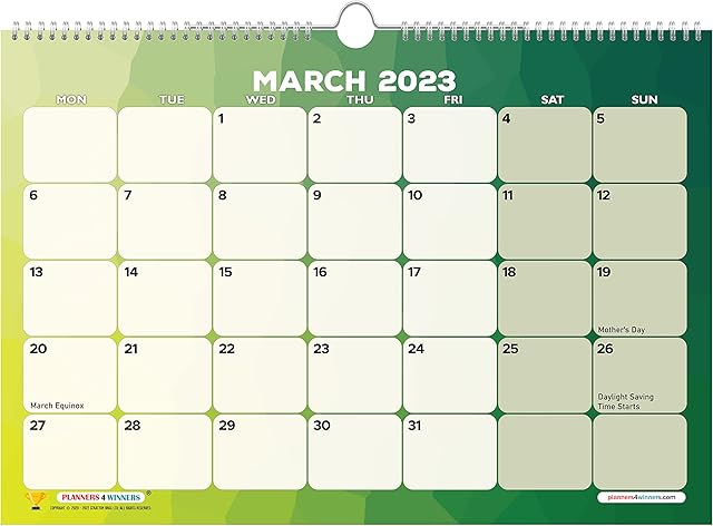 Wall Calendar Planner 2023 by planners4winners | Month to view planner organiser calendar for family, home and working professionals | Large size (42 x 30 cm)