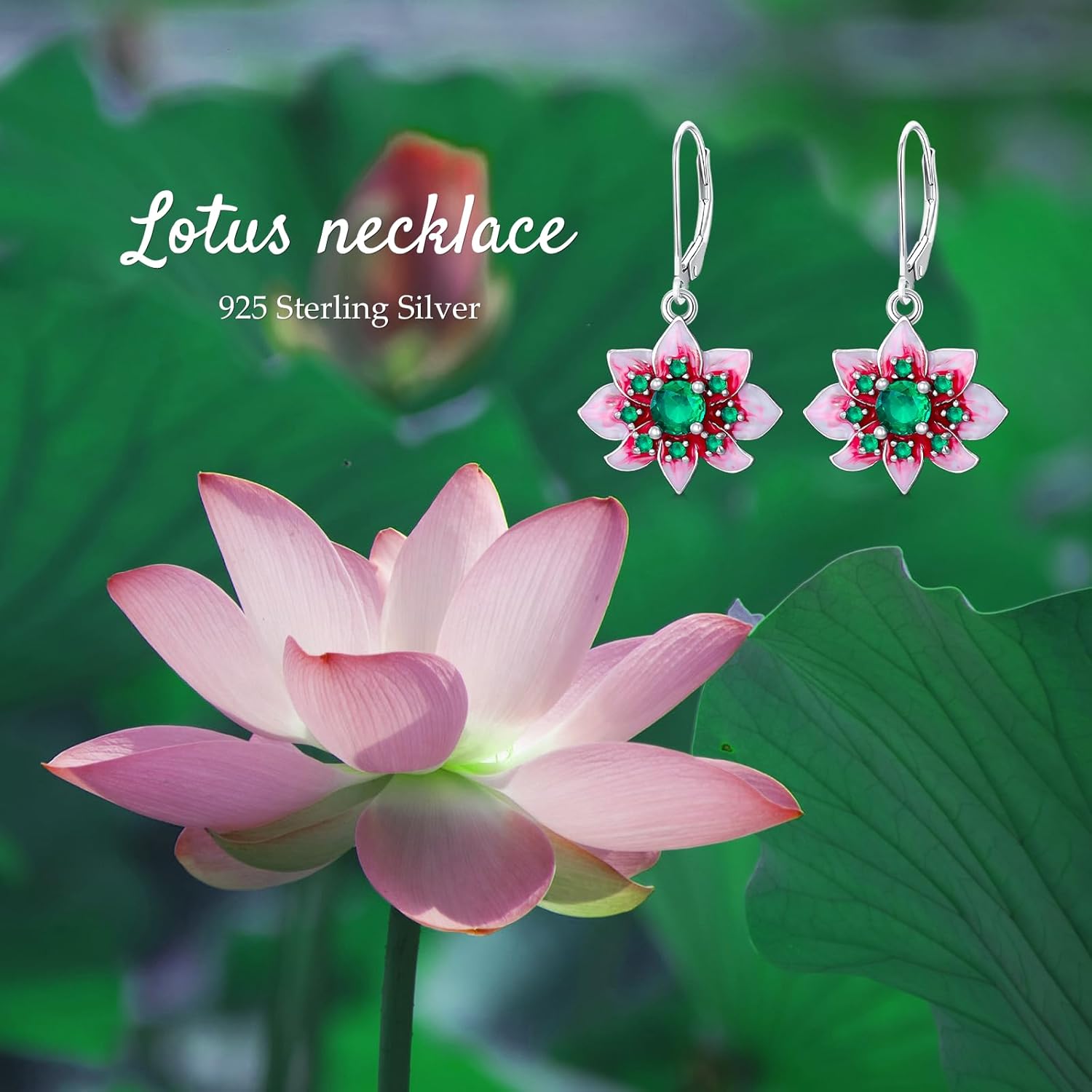 Silver Lotus Flowers Leverback Earrring for Women Lotus Jewelry Gifts for Christmas Birthday Mother Day for Mom Daughter - Image 6