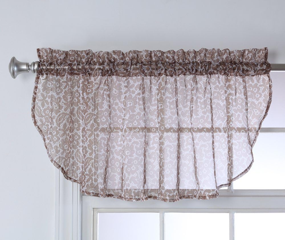 Stylemaster Julia Printed Sheer Festoon Valance, 56 by 17
