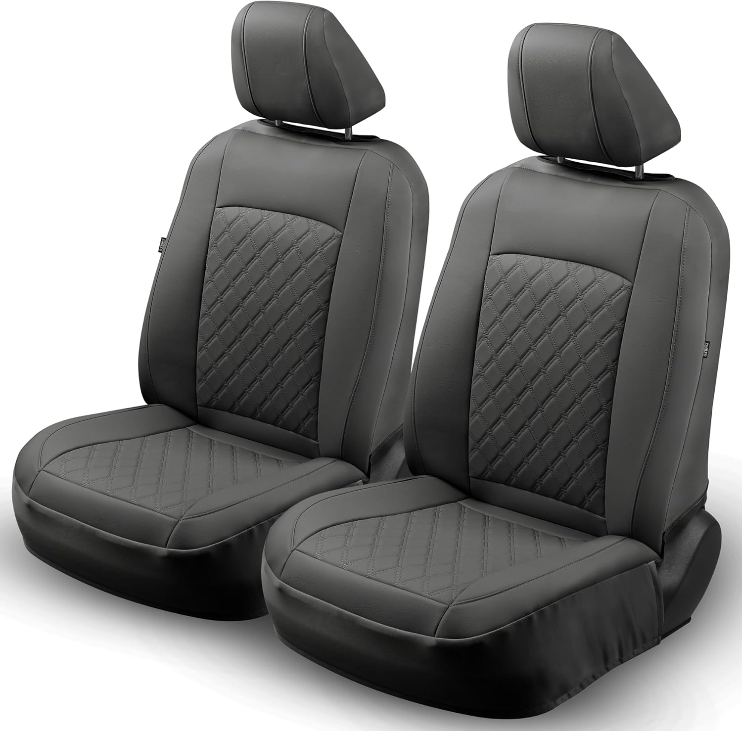 GIANT PANDA 2PCS Front Car Seat Cover for 2007-2026 Chevy Silverado & GMC Sierra 1500 2500 3500 Crew Extended Double Cab Pickup,Custom Fit Chevy & GMC Truck Seat Protectors,Faux Leather (Black)