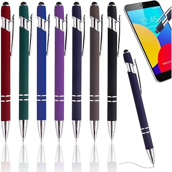 7 Ballpoint Pens with Touch Pen 1.0mm Retractable Ballpoint Pen Black