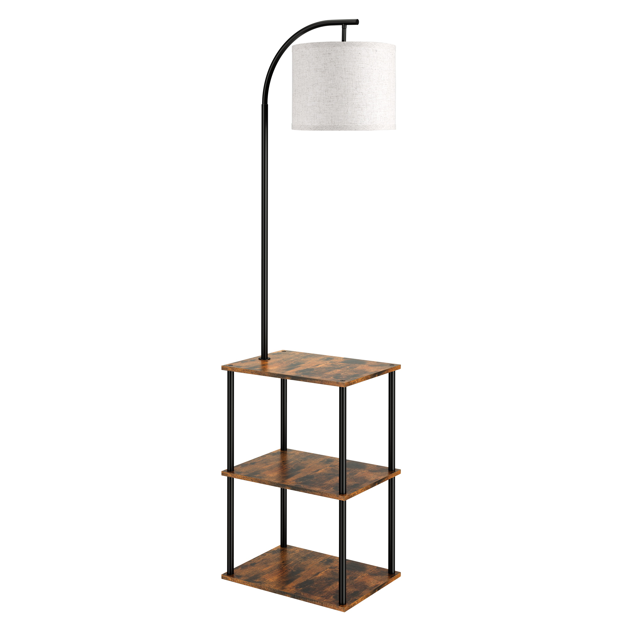 Image of PARTPHONER Floor Lamp with Table, Night Stand with Lamp, Narrow Side Table with 3CCT LED Bulb, Small Coffee Table, Modern End Table with Storage Shelves for Living Room Bedroom Home Decor